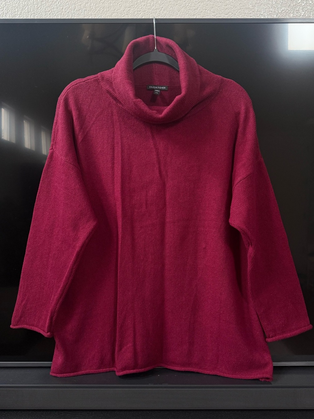 Eileen Fisher Boxy Organic Cotton Recycled Cashmere Turtleneck Sweater